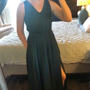 Banana Republic Satin Emerald Green Dress